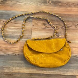 Y2K Retired Miche Jennica Hip Bag with Braided Chain Strap in Mustard Yellow